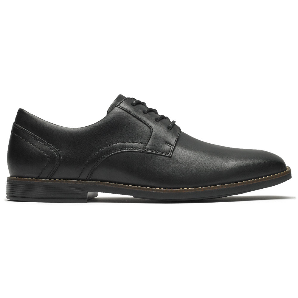 Rockport Mens Lace Up Black - Slayter Plain Toe Shoe - UK 312-SNWQFA